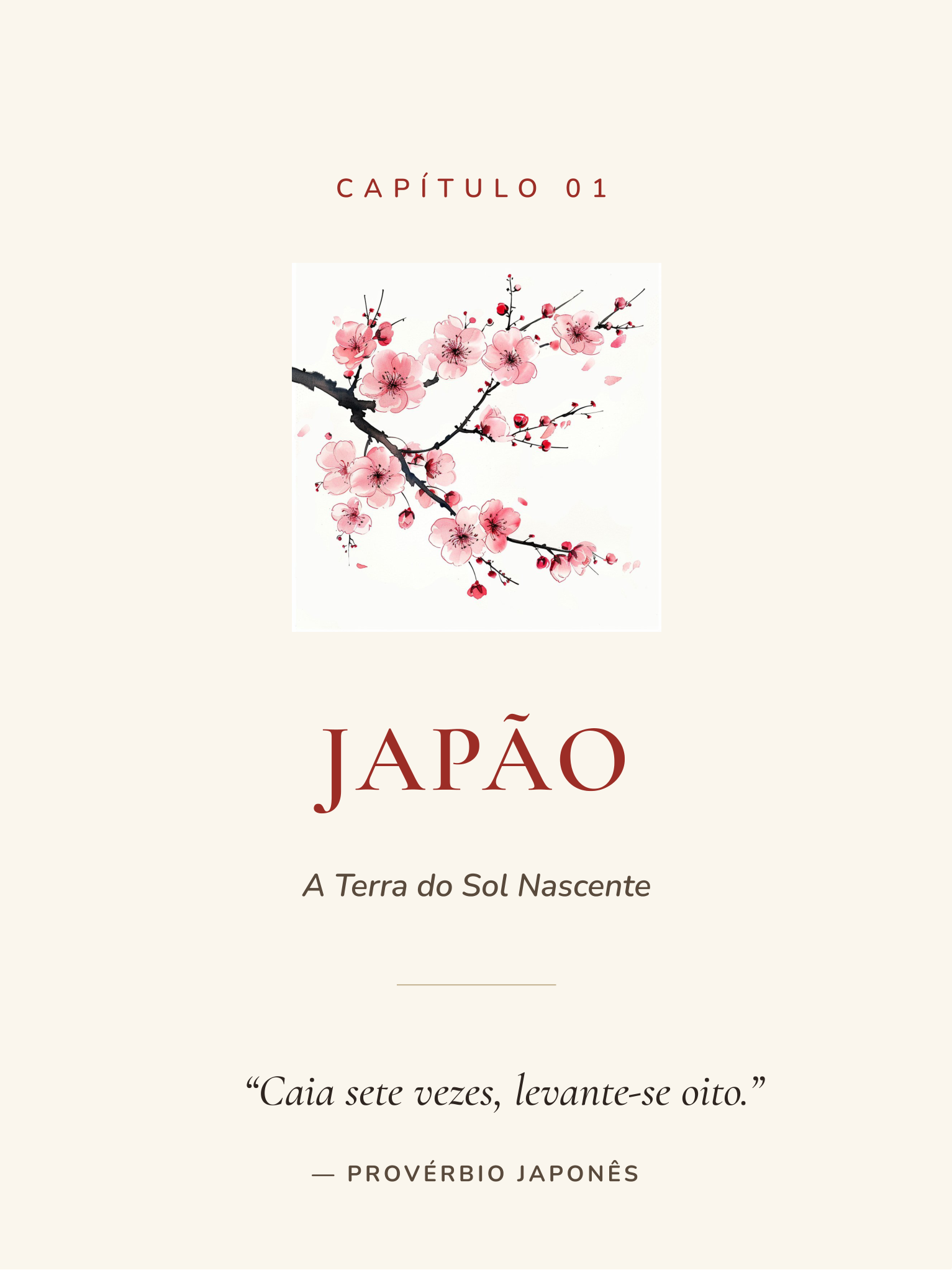 Mockup da abertura de capítulo no celular: símbolo cultural e provérbio